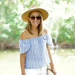 Off-shoulder stripe top